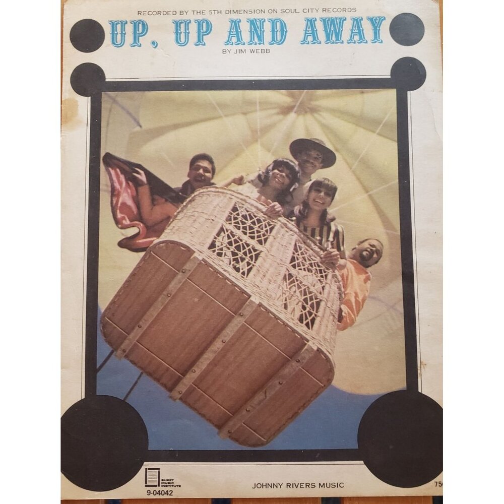 Up Up And Away By Jim Webb Vintage 1967 Sheet Music from Johnny‎ Rivers Music